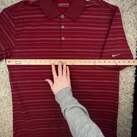Nike Golf Fitdry Mens Polo Large Red White Striped Short Sleeve Shirt Polyester - Picture 4 of 11